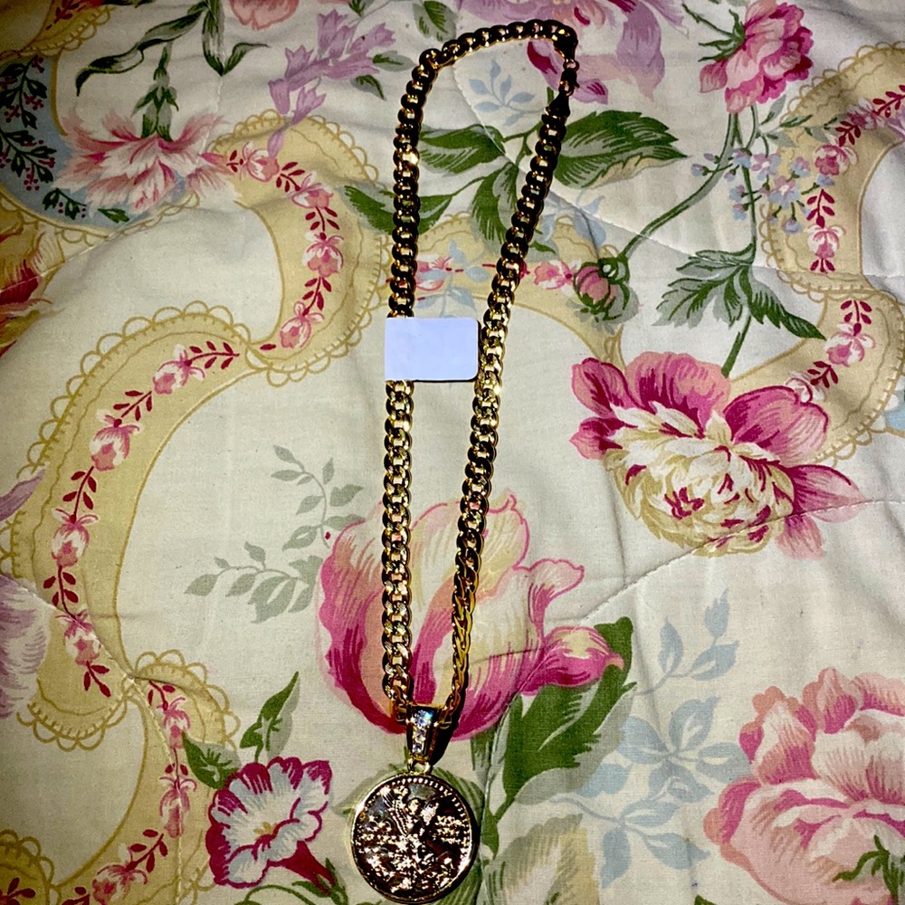 Necklace Laminated gold w pendant 14k